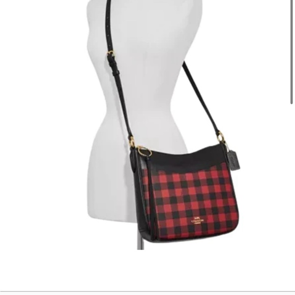 Coach red plaid gingham print crossbody - Picture 4 of 8